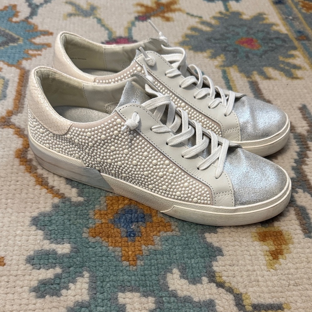 Dolce Vita Silver and Cream Sneakers